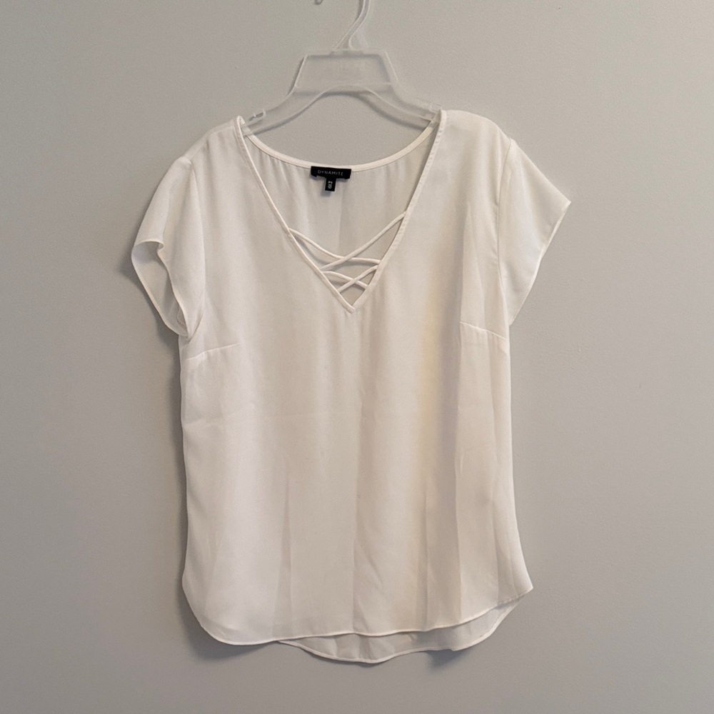 Dynamite White Crisscross Blouse